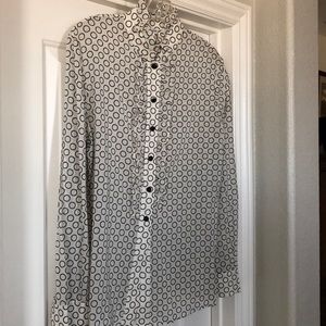 St. John Black and White Sheer Blouse